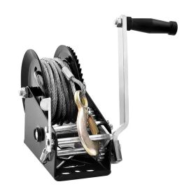 Hand Winch with Steel Wire for Trailer, Boat or ATV Towing (Pulling Capacity: 3500 lbs, Color: BLACK)