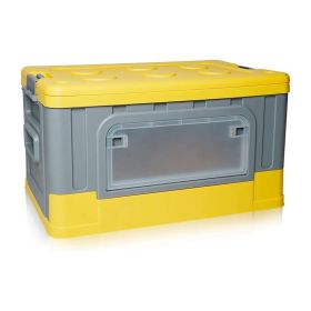 Lidded Storage Bins Instant Crate Collapsible Box (Color: Yellow & Gray, Type: Storage Crates)