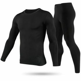 Men Thermal Underwear Set Long Johns Pants Long Sleeve Soft Underwear Kit Top Bottom Winter Sports Suits (Color: BLACK, size: XXL)