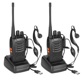 2 x Baofeng BF-888S Walkie Talkies Two Way Radio UHF 16CH 400-470MHZ Long Range (Color: BLACK)