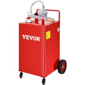 VEVOR Fuel Caddy, 35 Gallon, Gas Storage Tank on 4 Wheels, with Manuel Transfer Pump, Gasoline Diesel Fuel Container for Cars, Lawn Mowers, ATVs (Color: Red)