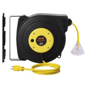 VEVOR Retractable Extension Cord Reel Power Cord Reel 50FT 14AWG/3C SJTOW (Default: Default)