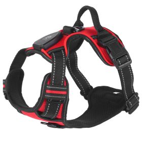 Light Up Dog Harness Rechargeable LED Dog Harness No Pull Lighted Dog Vest with Handle for Small/Medium/Large Dogs (Color: Red, size: M)