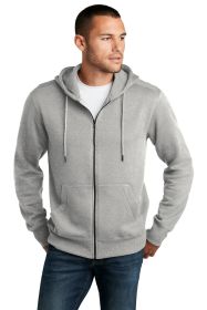 District Perfect Weight Fleece Full-Zip Hoodie DT1103 (Color: Heathered Steel, size: 2XL)