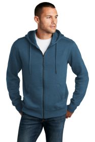 District Perfect Weight Fleece Full-Zip Hoodie DT1103 (Color: Heathered Poseidon Blue, size: M)