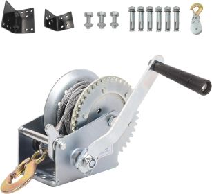 Hand Winch Boat Trailer Winch 1200lbs Heavy Duty Hook with 33ft Steel Cable Hand Crank Winch (size: 1200LBS SET)