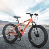 S26109 Elecony 26 Inch Fat Tire Bike Adult/Youth Full Shimano 21 Speed Mountain Bike, Dual Disc Brake, High-Carbon Steel Frame, Front Suspension