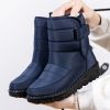 Winter new warm large size women's snow boots Female Velcro waterproof high top shoes couple plus fleece snow boots