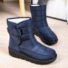 Winter new warm large size women's snow boots Female Velcro waterproof high top shoes couple plus fleece snow boots