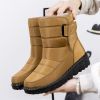 Winter new warm large size women's snow boots Female Velcro waterproof high top shoes couple plus fleece snow boots