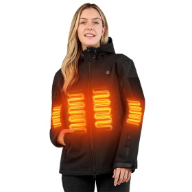 Heated Jacket For Women, ANTARCTICA GEAR Winter Coat With 12V 16000mAh Battery Pack, Soft Shell Heating Hood Jacket (Option: Black-M)